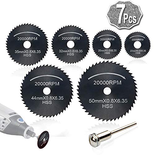 7pc HSS corte circular de madera de sierra Discos de lámina (Acero de nitruración) para Rotary Tool Mandril, Cuchillas discos de corte by AniSqui 7pc HSS corte circular de madera de sierra Discos de lámina (Acero de nitruración) para Rotary Tool Mandril, Cuchillas discos de corte by AniSqui