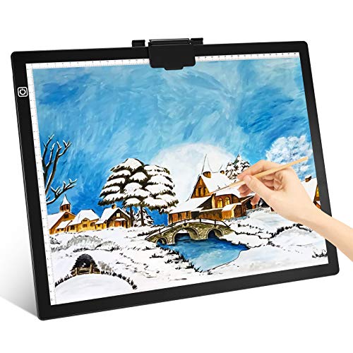 A3 Mesa de Luz para, LED Tableta Mesas de luz para calcar ultrafino Arte Tablero para Dibujar y Copiar con clip magnético A3 LED Caja de Luz Portátil para diseño para Artistas, Dibujo, Animación