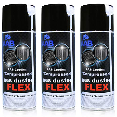 AABCOOLING Compressed Gas Duster FLEX 400ml - Conjunto de 3 - Espray Aire Comprimido con un Tubo Flexible, Spray Limpiador, Duster de Aire Comprimido, Spray Aire