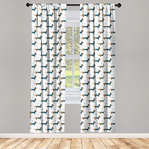 ABAKUHAUS Perro Tejonero Juego de 2 Paños Cortinas, Perro en suéter del Copo de Nieve, Tratamiento de Ventana para Habitación y Dormitorio, 150 cm x 245 cm, El Jengibre Turquesa Oscura ABAKUHAUS Perro Tejonero Juego de 2 Paños Cortinas, Perro en suéter del Copo de Nieve, Tratamiento de Ventana para Habitación y Dormitorio, 150 cm x 245 cm, El Jengibre Turquesa Oscura