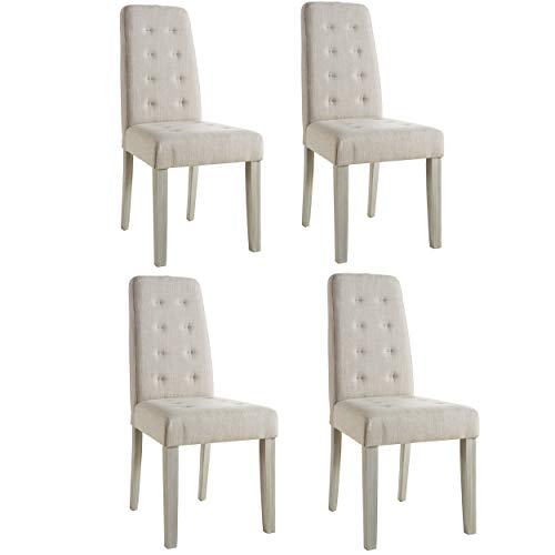 Abitti Pack 4 sillas para Comedor o salón tapizadas en Tela Arena y Estructura en Madera Maciza de Pino 45x95cm Abitti Pack 4 sillas para Comedor o salón tapizadas en Tela Arena y Estructura en Madera Maciza de Pino 45x95cm