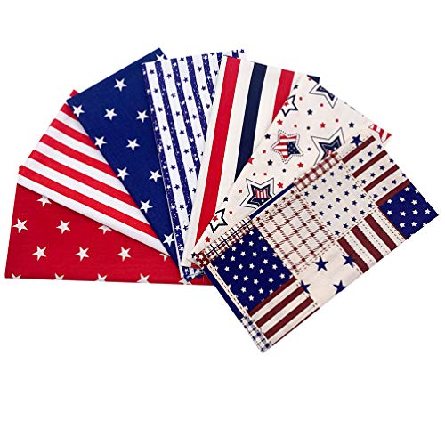 Abofan - 7 piezas de tela de algodón con bandera de Estados Unidos de América