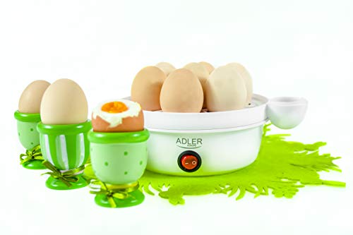 adler AD-4459 Cuece Eléctrico, 7 Huevos, Apagado Automático, Libre de BPA, 450W, 450 W, 0 Decibeles, Blanco
