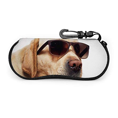 AEMAPE Estuche para gafas Labrador Retriever con cortinas en unisex portátil de neopreno con cremallera Gafas de sol Estuche blando