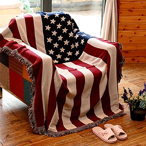 AFAHXX Jacquard Borla Funda de sofá,Bandera Americana Tiro Mantas para sofá Cama Cubierta de la Silla Suave Decoración Funda Cubre sofá-USA 230x250cm(91x98inch)
