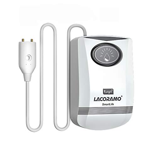Alarma de agua LACORAMO, detector de agua WiFi de 130dB, control de la aplicación TuYa y Smart Life, sensor de fugas para sótano, garaje, lavadora y baño