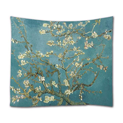 A.Monamour Tapices Árbol De Almendros En Flor por Vincent Van Gogh Artes Clásicas Tela Estampada Tapices De Pared Cortinas para Cortinas para Dormitorio Sala De Estar 180x200cm