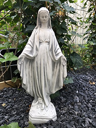 Antikas - estatua María de piedra blanca - estatua como decoración cementerio tumba - escultura Madona para jardín