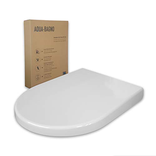 Aqua Bagno WC asiento ZERO blanco D-FORM universal - plástico termoendurecible de alta calidad con cierre blando - extraíble - fácil de limpiar - tapa de soporte/tapa del inodoro