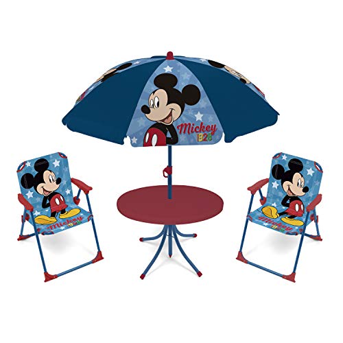 ARDITEX WD13011 Set de Mesa (50x50x48cm), 2 Sillas (38x32x53cm) y Sombrilla (diámetro 110cm) de Disney-Mickey ARDITEX WD13011 Set de Mesa (50x50x48cm), 2 Sillas (38x32x53cm) y Sombrilla (diámetro 110cm) de Disney-Mickey