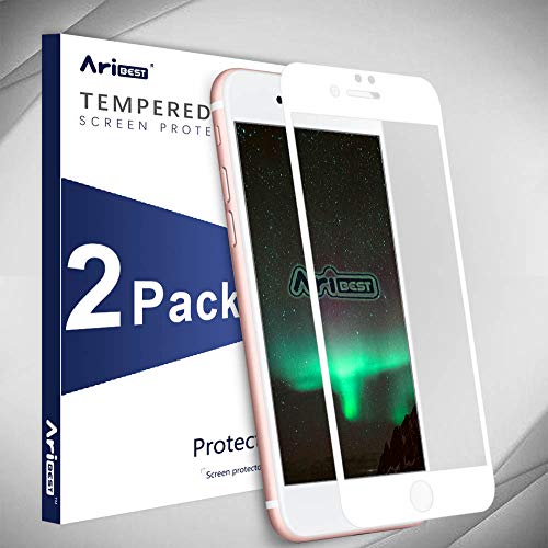 Aribest Protector de Pantalla iPhone 7 Cobertura Completa, Protector de Prima de Cristal Templado iPhone 7 [Protección Completa de la Pantalla para el iPhone 7 Blanco][Bordes curvados 3D para Mejor a
