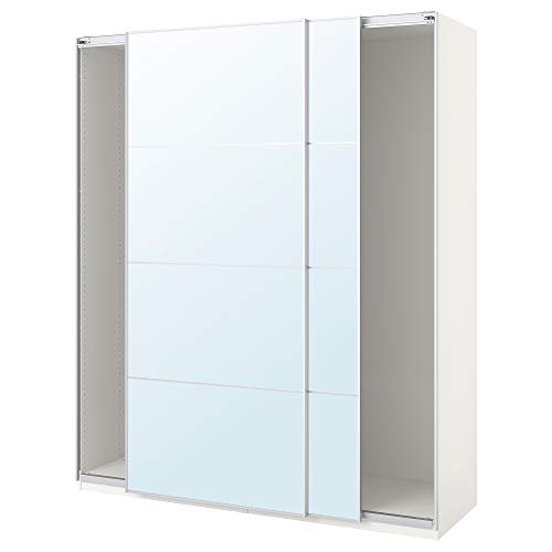 Armario PAX con puertas correderas 200x66x93 pulgadas blanco/Auli espejo de cristal