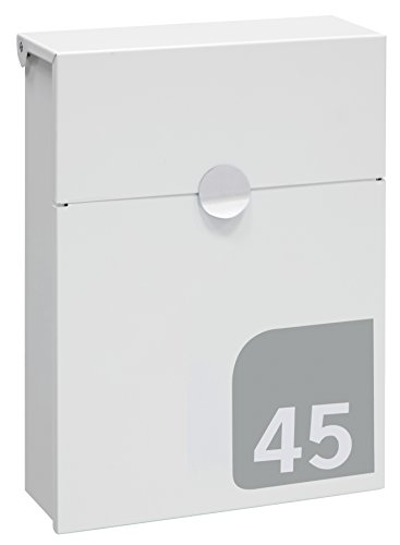 Arregui Tondo S E6721-SIL Buzón Individual de Acero con Número de Vivienda Personalizable, tamaño S (DIN A5), Blanco - Plata, A5-30,5 x 23 x 10 cm