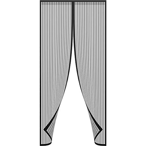 ARVO Puerta de mosquitera mosquitera magnética, la Cortina de Malla de Malla se Adapta a Puertas de hasta 90 cm x 210 cm / 35,4"x 82,6" (Negro)
