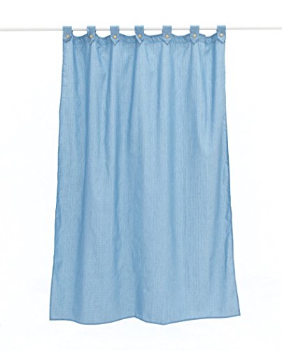atenas home textile Cortina de baño loneta Lisa, con Trabillas y Boton, Calidad loneta Jacquard, hidrofugada y Anti-Moho (180x200, Azul)