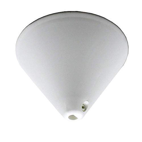 Baldaquino de plástico blanco de 110 mm de diámetro con tornillo de bloqueo para cable, lámpara colgante en forma de cono y pirámide