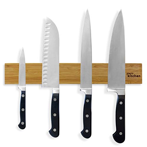 Bastidor con iman para cuchillos de bambú | Portacuchillas magnético de 40 cm para pared, ideal para cuchillos de cocina | Iman cuchillos de madera para paredes | Barra magnetica para cuchillos