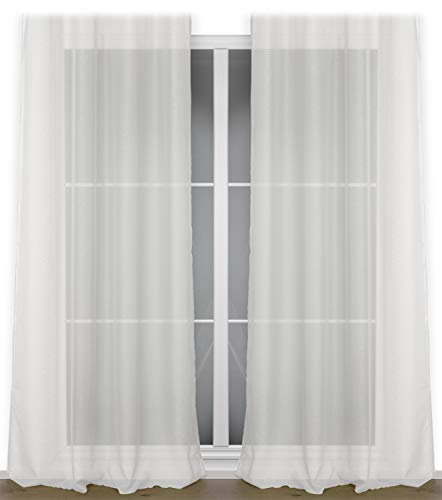 BEAUTEX Cortina con fruncidos o ojales, cortina transparente Dolly, color y tamaño a elegir (cinta fruncidora, 140 cm de ancho, 250 cm de altura, 2 unidades)