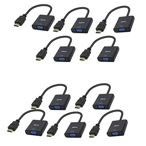 BENFEI Adaptador HDMI a VGA 1080P Convertidor de Vídeo para PC, TV, Ordenadores Portátiles y Otros Dispositivos HDMI - Negro,10 Paquete