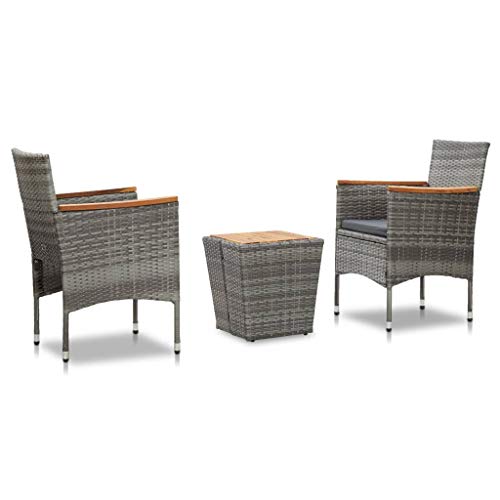 Benkeg Mesa y Sillas Jardín 3 Pzas Ratán Sintético Madera Acacia Gris, Set Muebles de Comedor de Jardín Madera, Juego de Muebles de Patio para Jardín, Terraza o Patio, Conjunto de Jardin Madera Benkeg Mesa y Sillas Jardín 3 Pzas Ratán Sintético Madera Acacia Gris, Set Muebles de Comedor de Jardín Madera, Juego de Muebles de Patio para Jardín, Terraza o Patio, Conjunto de Jardin Madera