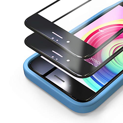 Bewahly Cristal Templado para iPhone 6 / 6s [2 Piezas], 3D Completa Cobertura Protector Pantalla con Marco de Instalación Fácil, 9H Dureza Alta Definicion Vidrio Templado para iPhone 6 / 6s (Negro)