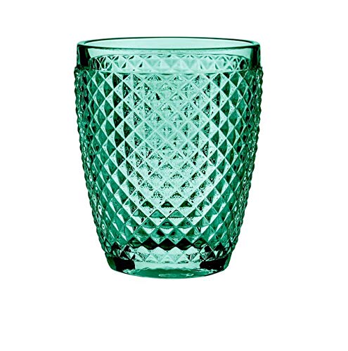 B'GHEST Set 6 uds. Diamante Vaso bajo Agua/Vino Fabricado en Vidrio. Capacidad 25 cl. Color:Azul Turquesa.