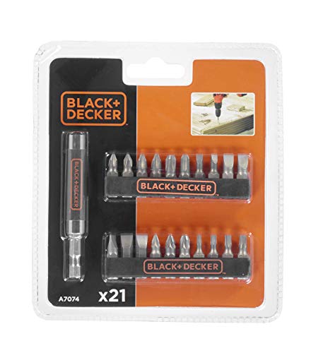 Black+Decker A7074-XJ A7074-XJ-Juego en Blister de 20 Piezas para atornillar con Adaptador magnético