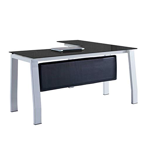 Blake, Mesa de Despacho, Mesa de Oficina o Escritorio, Acabado en Cristal Templado Negro y Blanco, Medidas: 150 cm (Largo) x 70 cm (Ancho) x 74,5 cm (Alto) Blake, Mesa de Despacho, Mesa de Oficina o Escritorio, Acabado en Cristal Templado Negro y Blanco, Medidas: 150 cm (Largo) x 70 cm (Ancho) x 74,5 cm (Alto)