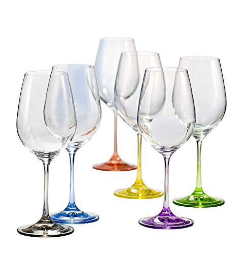 Bohemia Cristal 6 Copas de vino Rainbow color, 350 ml