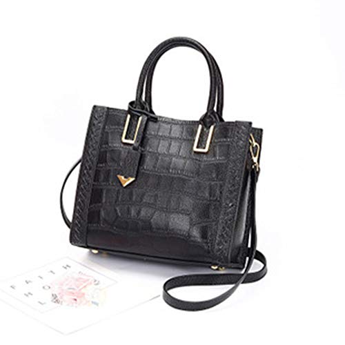 Bolso de mano 2019 nueva capa superior de cuero de vacuno para señoras simple moda bolso de hombro (color: negro) Bolso de mano 2019 nueva capa superior de cuero de vacuno para señoras simple moda bolso de hombro (color: negro)