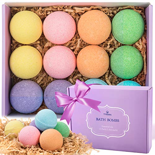 Bombas de Baño, TTRWIN 12 Fizzy Bubble Bath Bath Bombs, Kit de bomba de baño de spa vegano natural orgánico con diferentes aceites esenciales orgánicos Bombas de Baño, TTRWIN 12 Fizzy Bubble Bath Bath Bombs, Kit de bomba de baño de spa vegano natural orgánico con diferentes aceites esenciales orgánicos