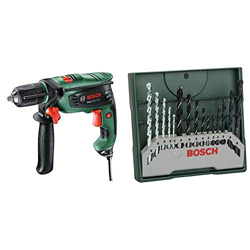Bosch EasyImpact 550 - Taladro percutor (550 W, empuñadura adicional, tope de profundidad, maletín) & Mini X-Line - Set de 15 brocas mixto: mini x-line (ref. 2607019675) Bosch EasyImpact 550 - Taladro percutor (550 W, empuñadura adicional, tope de profundidad, maletín) & Mini X-Line - Set de 15 brocas mixto: mini x-line (ref. 2607019675)