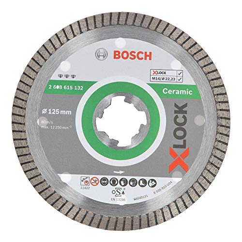 Bosch Professional Best - Disco de corte de diamante (para cerámica, X-LOCK, Extra Turbo, Ø125 mm, diámetro del orificio: 22,23 mm)