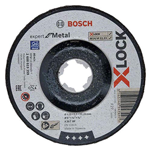 Bosch Professional Expert - Disco de desbaste acodado (para metales, X-LOCK, Ø125 mm, diámetro del orificio: 22,23 mm, grosor:6 mm)