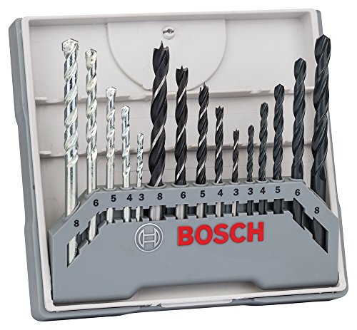 Bosch Professional Set mixto de 15 brocas para metal, madera y piedra (para metal, madera piedra, accesorios para taladro atornillador)