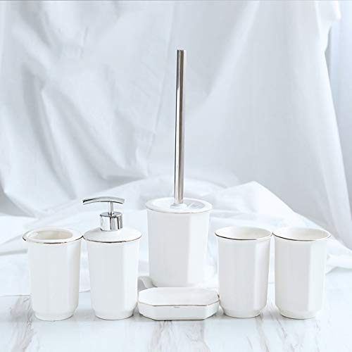 Botellas de loción para mostrador 6 Cerámica piezas de baño Set de accesorios de oro con bordes Emulsión dispensación Conjunto de bomba incluyen cepillo de dientes titular de cepillo y WC (blanco) Bot Botellas de loción para mostrador 6 Cerámica piezas de baño Set de accesorios de oro con bordes Emulsión dispensación Conjunto de bomba incluyen cepillo de dientes titular de cepillo y WC (blanco) Bot