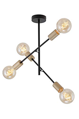 Briloner Leuchten lámpara de techo con 4 puntos en diseño retro/vintage, brazos giratorios, E27, metal, dimensiones: 41x40,2 cm, oro negro, 60 W, Schwarz-pale Gold/dorado pálido Briloner Leuchten lámpara de techo con 4 puntos en diseño retro/vintage, brazos giratorios, E27, metal, dimensiones: 41x40,2 cm, oro negro, 60 W, Schwarz-pale Gold/dorado pálido