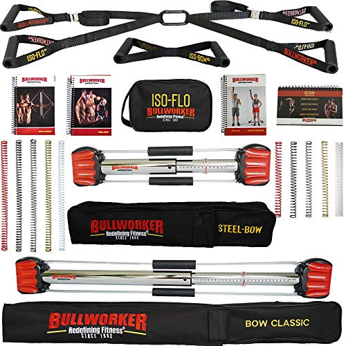 Bullworker Power Pack - Entrenamiento cruzado portátil gimnasio en casa para fitness total del cuerpo (Bow Classic, arco de acero, ISO-FLO)
