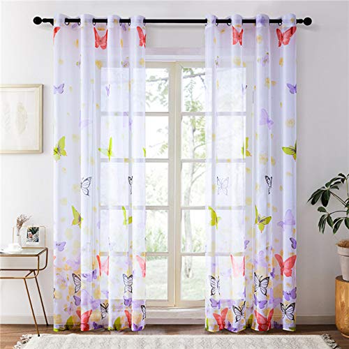 Bumpy Road Coloridas Cortinas Transparentes de Mariposa para Sala de Estar Dormitorio Gasa Tul persianas Cocina Ventana tratamientos Cortinas decoración del hogar