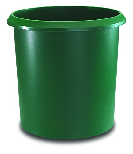 Camino Allrounder cesta redonda de papel Cubo de basura con mango, plástico resistente, 18 L, color verde 18 Liter