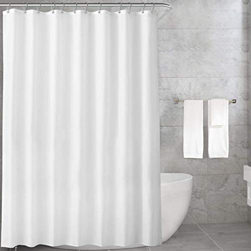 Carttiya Cortina de Baño, Cortina de Ducha Blanca, Tela Impermeable y Antimoho, Cortina de Fibra y Poliéster, Lavable a Máquina, 180x200cm con 12 Anillas Anti-oxidantes, Diseño de Dobladillo Ponderado