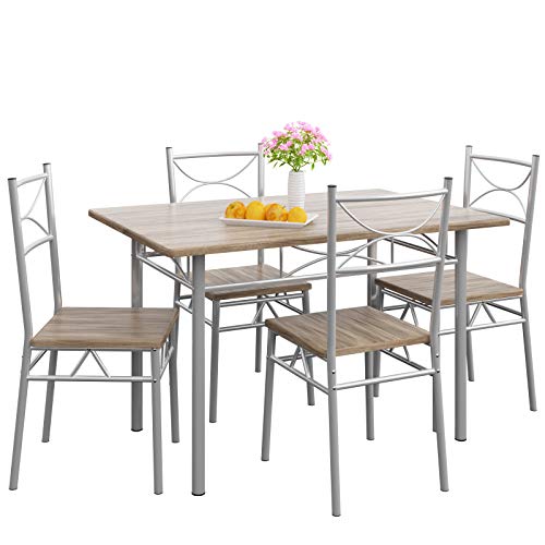 Casaria Conjunto de 1 Mesa y 4 sillas Berlín Muebles de Cocina y de Comedor Roble Mesa de MDF Resistente 110x70 cm. Casaria Conjunto de 1 Mesa y 4 sillas Berlín Muebles de Cocina y de Comedor Roble Mesa de MDF Resistente 110x70 cm.