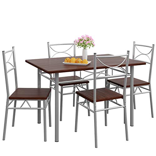 Casaria Conjunto de 1 Mesa y 4 sillas Paul Muebles de Cocina y de Comedor Roble Oscuro Mesa de MDF Resistente 110x70 cm Casaria Conjunto de 1 Mesa y 4 sillas Paul Muebles de Cocina y de Comedor Roble Oscuro Mesa de MDF Resistente 110x70 cm