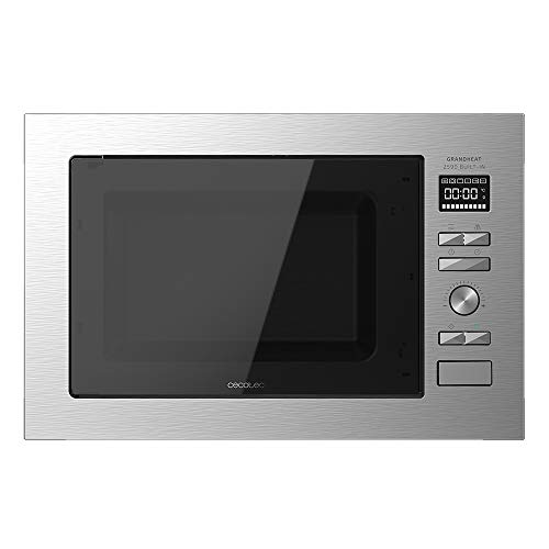 Cecotec Microondas encastrable Digital GrandHeat 2590 Built-In Steel Black. Potencia 900 W, Integrable, 25 litros, Grill 1000 W, 8 Funciones preconfiguradas, Temporizador