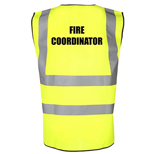 Chaleco de seguridad de alta visibilidad impreso Coordinador contra incendios de alta visibilidad, trabajo, oficina y escuela (pequeño, amarillo de alta visibilidad)
