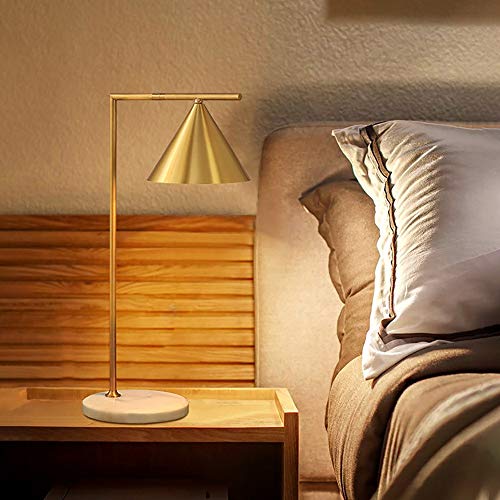ChangHua1 Lámparas de escritorio modernas de cobre pulido pulido lámpara de mesa dormitorio mesita de noche de lujo cómodo lámparas de gama alta doradas 35 x 66 cm