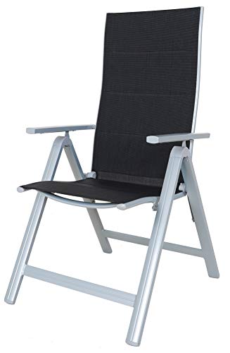 Chicreat - Juego de 2 sillas plegables regulables con 9 posiciones y respaldo alto (negro y plateado)