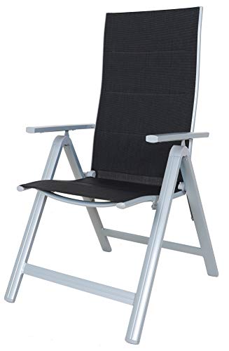 Chicreat - Juego de 2 sillas plegables regulables con 9 posiciones y respaldo alto (negro y plateado) Chicreat - Juego de 2 sillas plegables regulables con 9 posiciones y respaldo alto (negro y plateado)