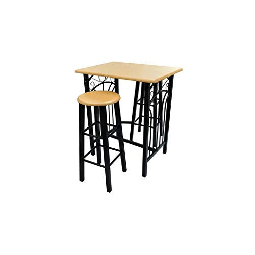 Cikonielf – Mesa de bar y 2 sillas altas – Conjunto de mesa de comedor de pie con 2 sillas, mesa de desayuno, mesa alta para cocina Cikonielf – Mesa de bar y 2 sillas altas – Conjunto de mesa de comedor de pie con 2 sillas, mesa de desayuno, mesa alta para cocina