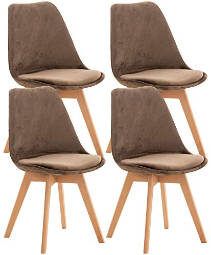 CLP Set De 4 Sillas De Comedor Linares En Terciopelo, Tela o Simil Cuero I 4 Sillas De Salón Nórdica Con Base De Madera, Color:marrón oscuro, material:Terciopelo CLP Set De 4 Sillas De Comedor Linares En Terciopelo, Tela o Simil Cuero I 4 Sillas De Salón Nórdica Con Base De Madera, Color:marrón oscuro, material:Terciopelo